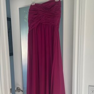 Lauren Ralph Lauren Strapless Ruched Bodice Maxi Dress in Magenta